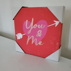 5/$25 You Me Heart Arrow Wall Art Canvas Red Pink